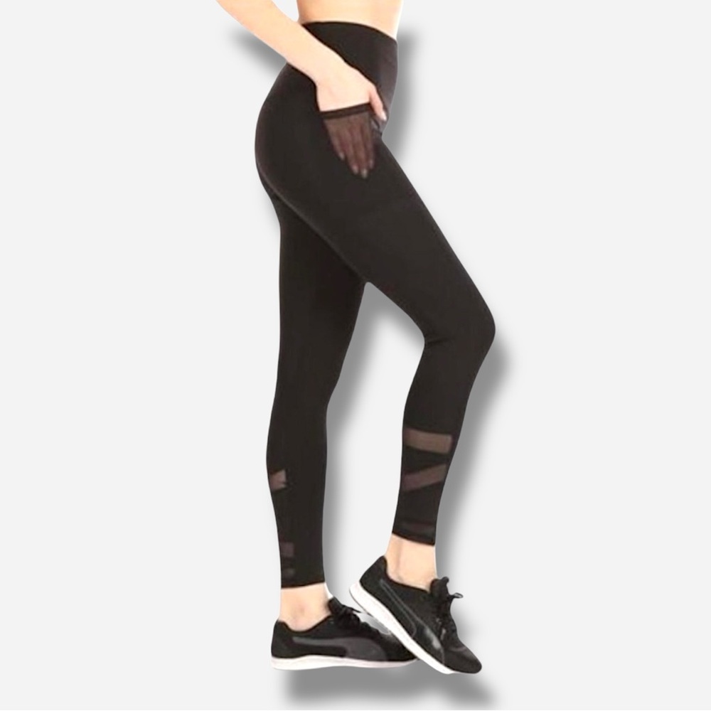 🌸New🌸 Shosho Black Mesh Leggings Size Large NWOT
